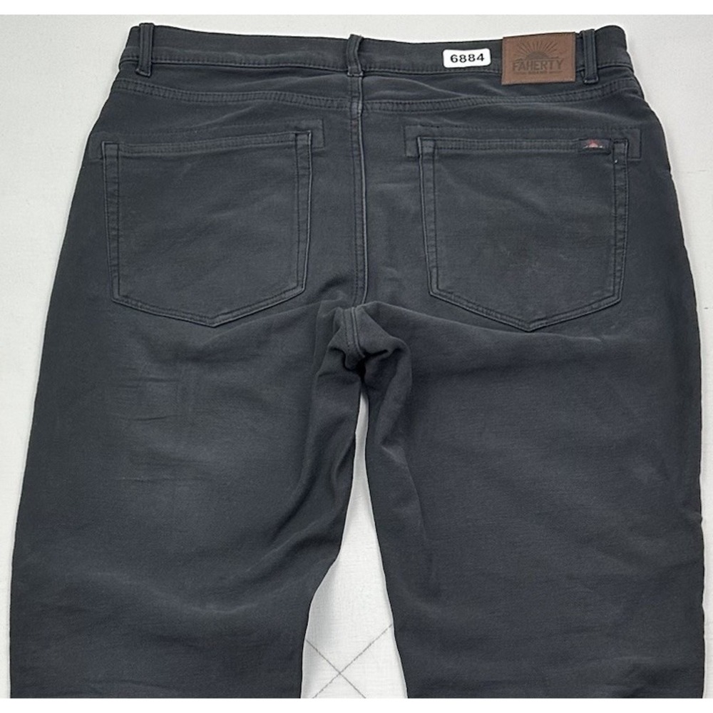 Faherty Terry 5 Pocket Pants Mens 33x34 Onyx Black Slim Straight Jeans MBC0020